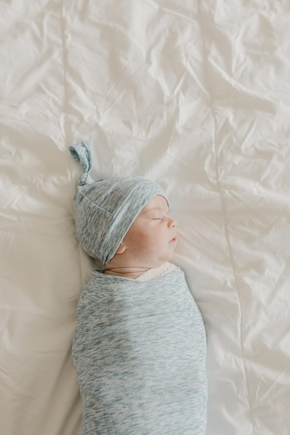 Copper Pearl Baby Beanie Hat Top Knot Stretchy Soft Lennon