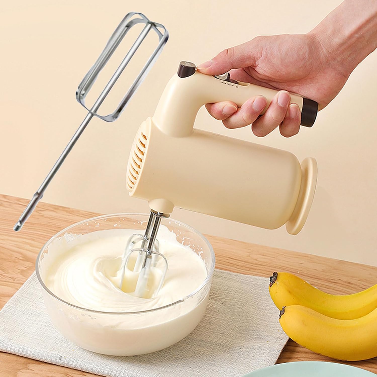 2Pcs Eggs Beater Multifunctional Rotary Mixer Kitchen Whisk Bake Tool Agitator Stainless Steel Easy to Use Mousse and Meringue Maker