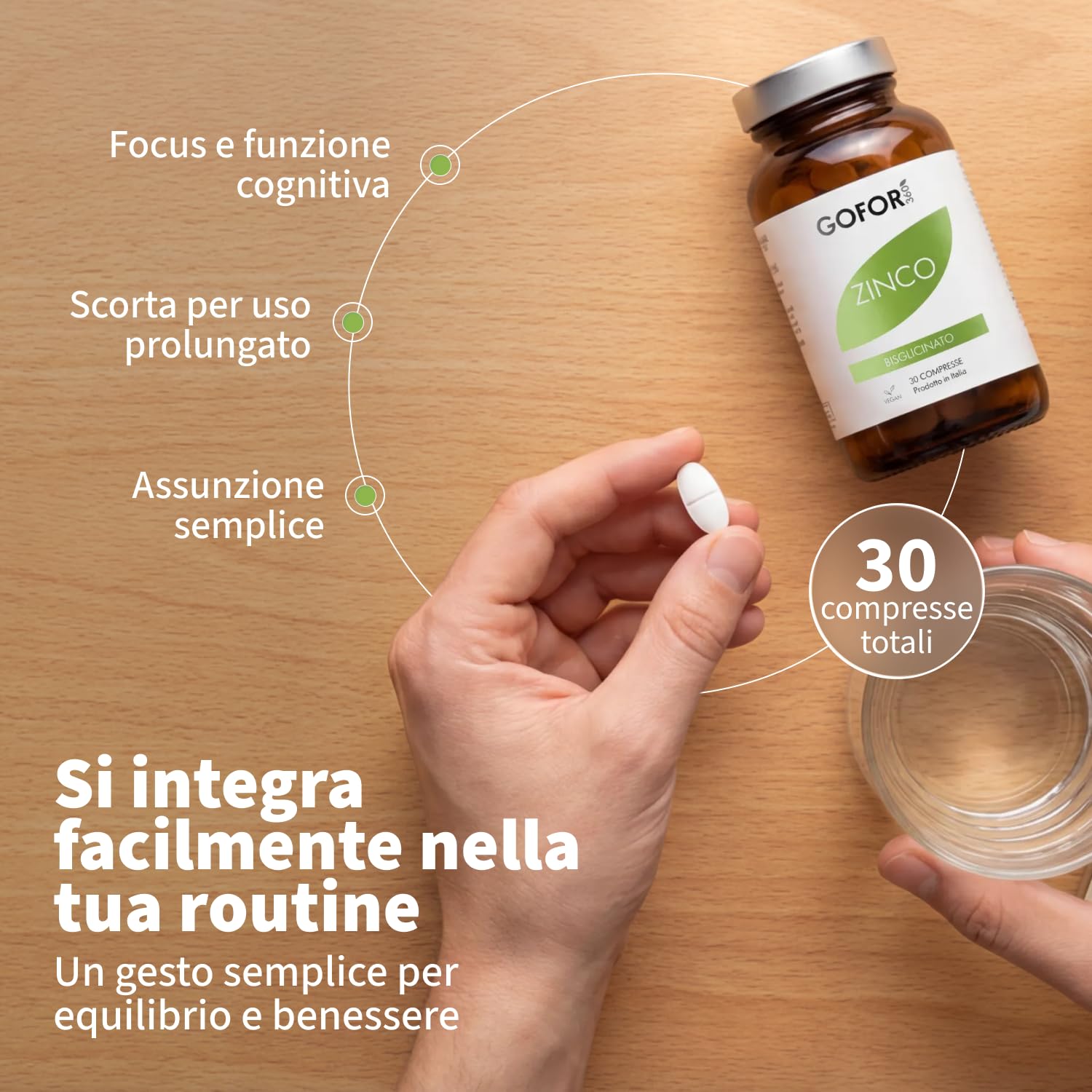 Gofor360 Zinco Bisglicinato Puro — Integratore di Zinco ad Alta Biodisponibilità per Uomo — Supporto a Testosterone, Difese Immunitarie, Funzione Cognitiva e Pelle Sana — 60 Capsule