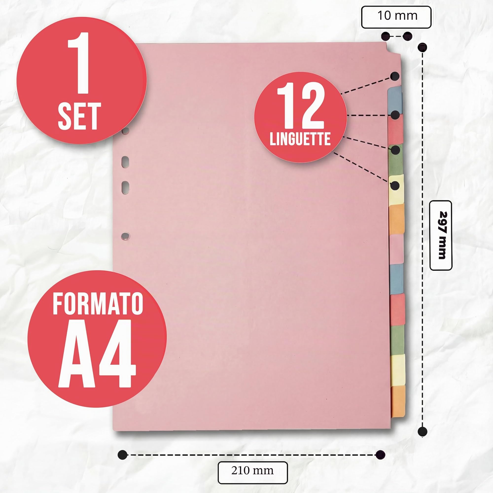Divisori per raccoglitori con linguette A4 12 parti a 3 anelli