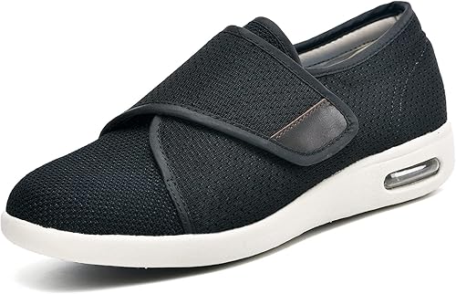 W&LESVAGO Zapatos para caminar diabéticos de ancho ancho ancho para mujer con cierres ajustables, tenis ligeros antideslizantes con cojín de aire
