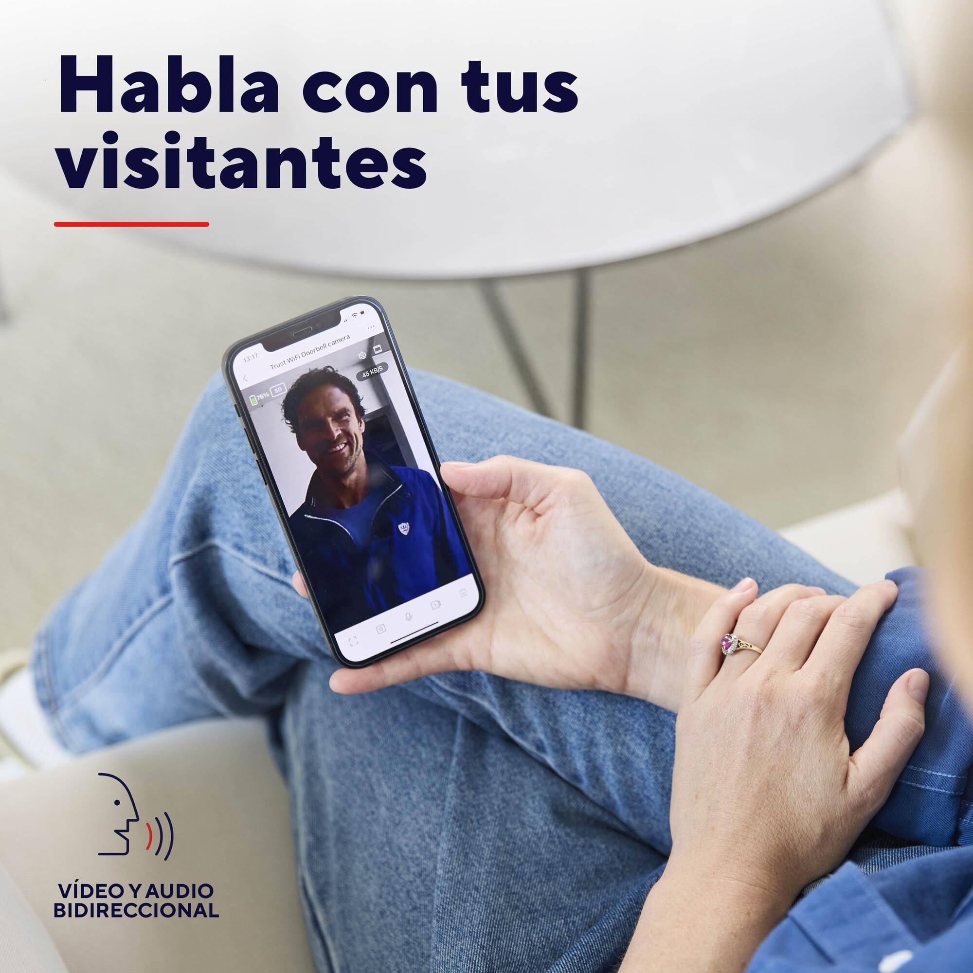 Trust Timbre Exterior Inalámbrico con Cámara 2K HD 3MP y Chime, 2.4GHz WiFi, Audio Bidireccional, Detección de Personas, Impermeable, Visión Nocturna, Control vía App, con Timbre Inalámbrico, Negro