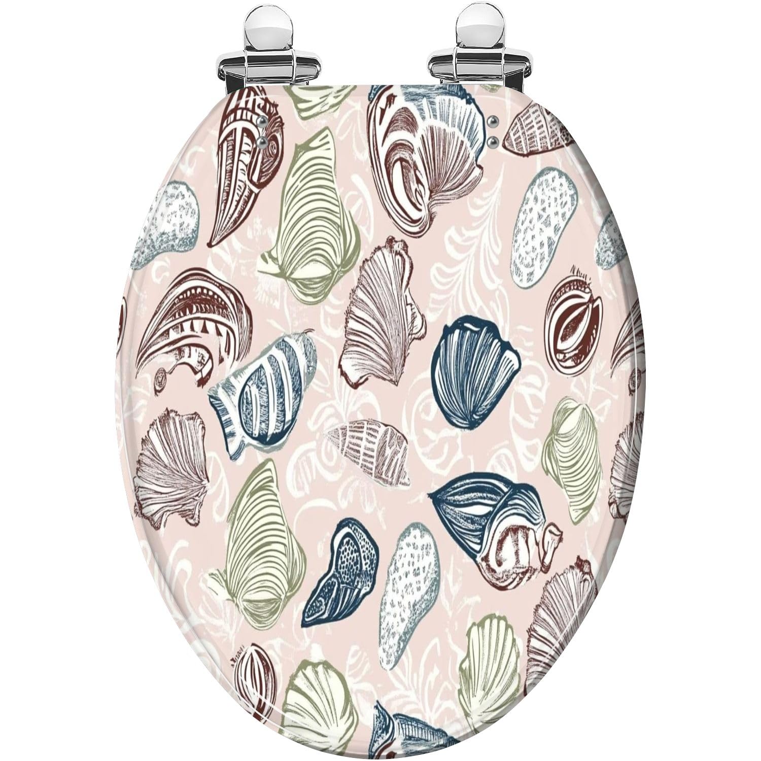 Pink Marble Rose Gold Elongated Toilet Seat Slow Close Quick-Release Hinges(Multi2,19.5x14.5)