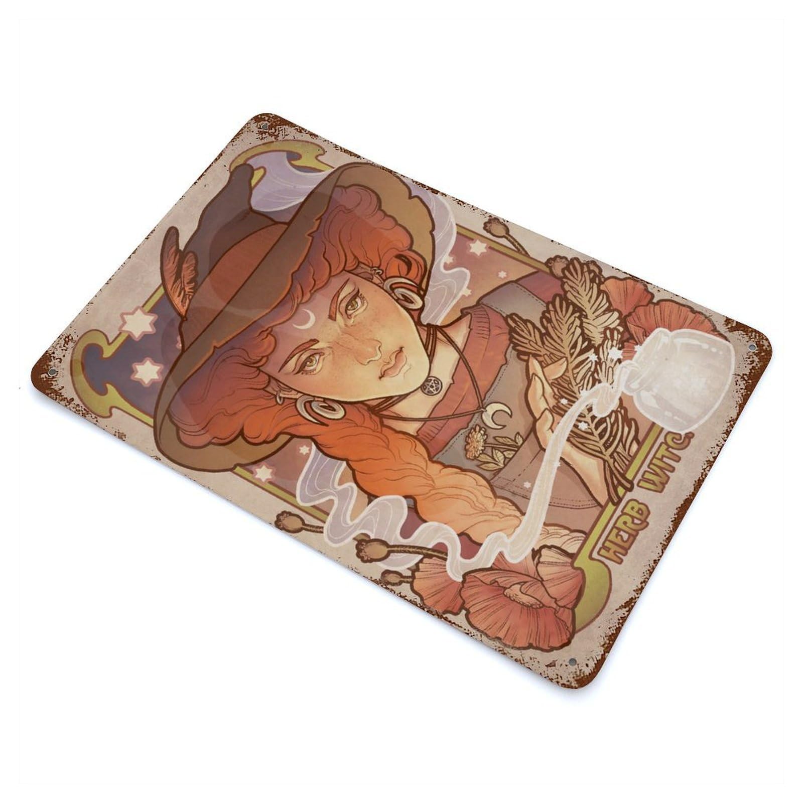HERB WITCH 11.8"x7.9" Vintage Metal Tin Sign, Retro Wall Decor for Basement, Hobby Room And Garage Decor