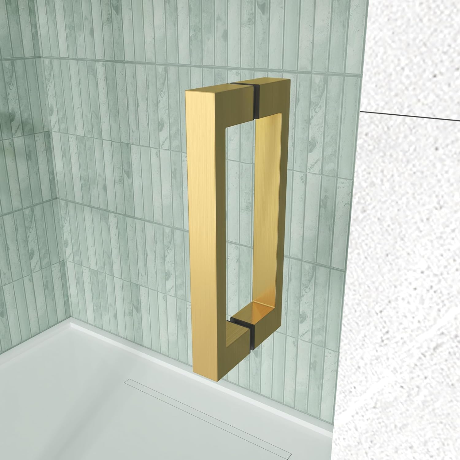 Glass Shower Door Handle,8-Inch Back to Back Shower Door Handle,Square Corner Glass Door Handle for 5/16" to 3/8" Thickness Glass, 304 Stainless Steel Shower Door Handles Replacement(Brushed Gold）