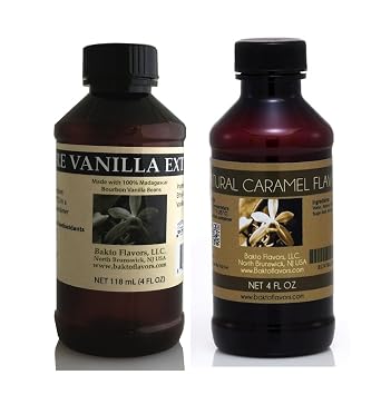 4 OZ Duos - Natural Vanilla Extract and Caramel Flavor - 2 4 OZ Bottles