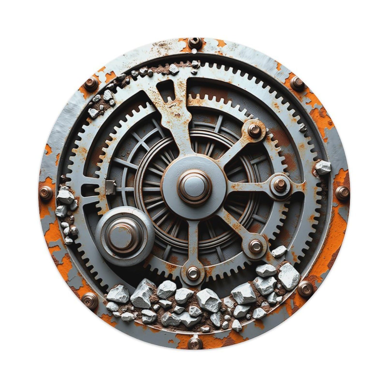 Rusty Gear Mechanical Steampunk Design Tin Sign Metal Poster Vintage Metal Signs for Home Man Cave Bar Cafe Kitchen laundry room Wall Decorations 8x8 inches