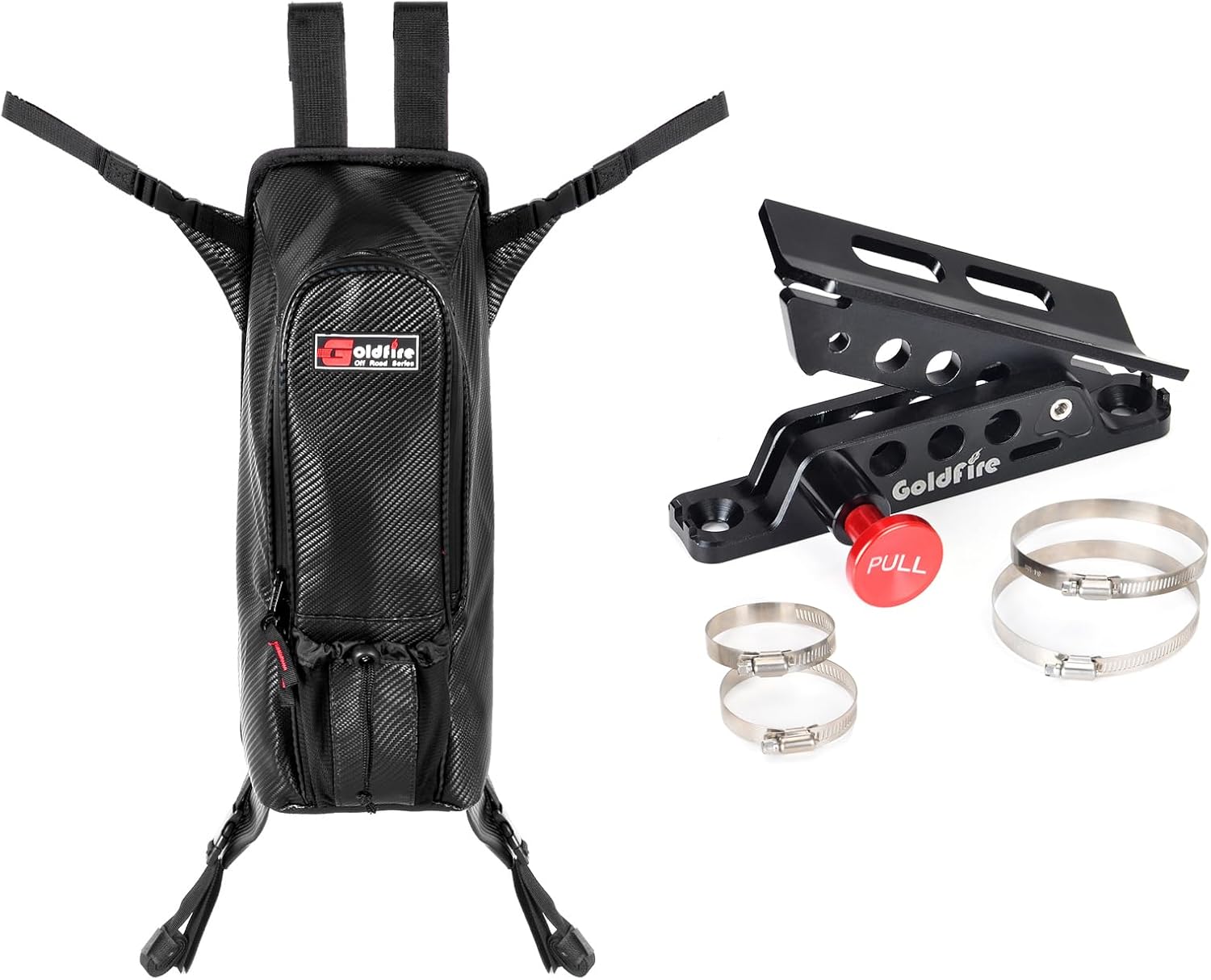 Goldfiire Kawasaki Teryx Universal Center Bag + UTV Quick Release Fire Extinguisher Mount Bracket Holder for Jeep Roll Bar Fire Extinguisher Holder