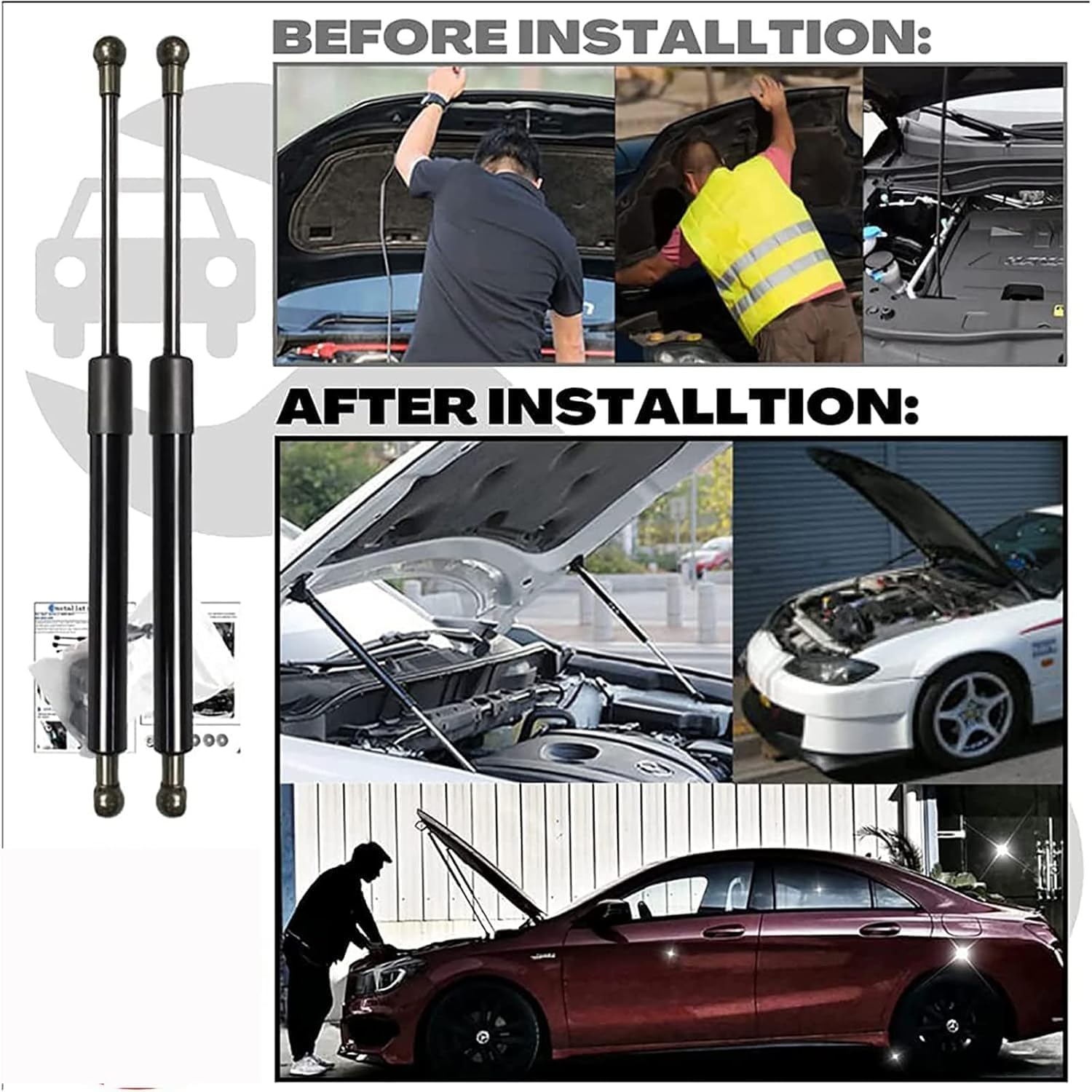 Bonnet Hood Gas Strut Lifter Kit For Ford Mondeo Mk4 2007-14 No