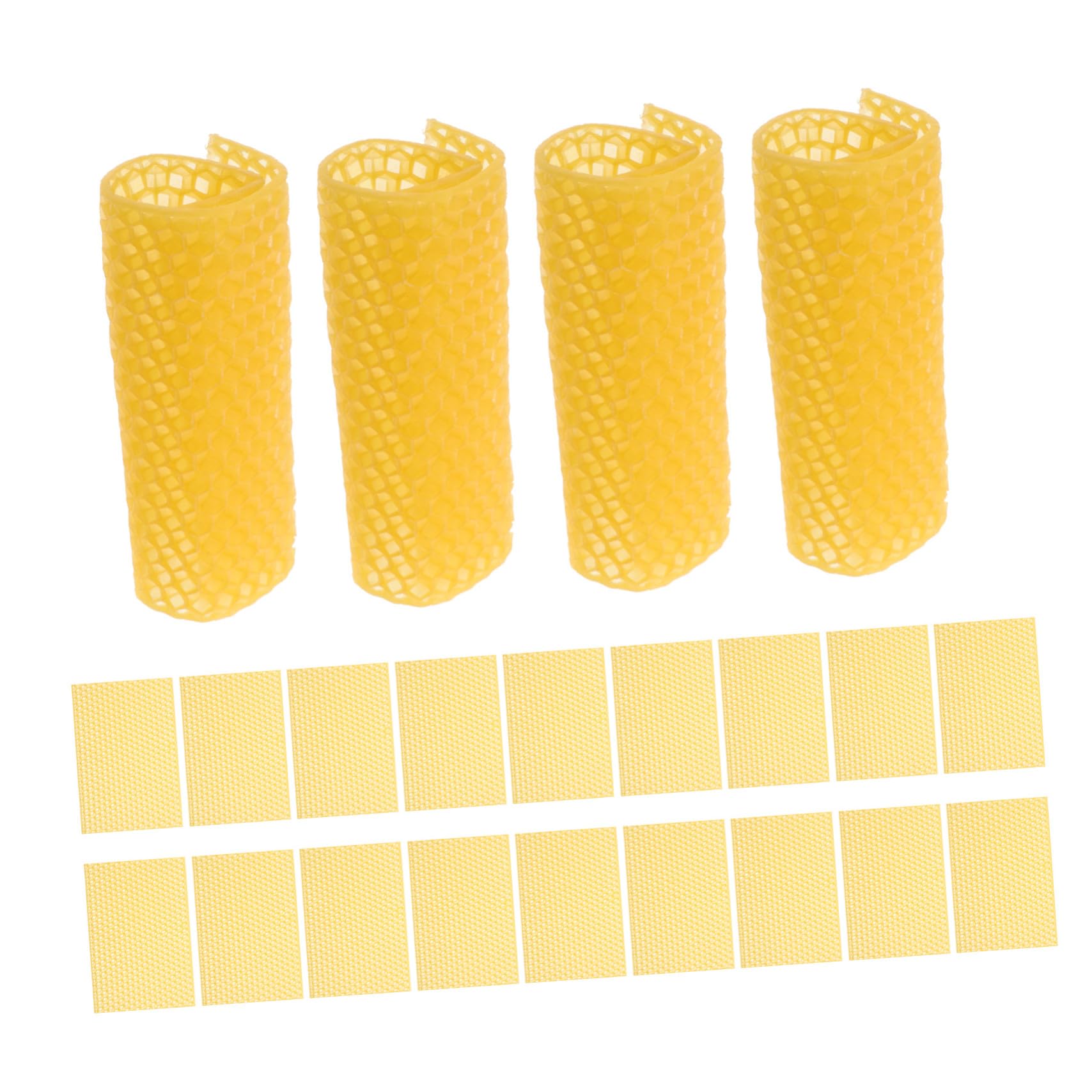 Veemoon 30 Stück Teiliges Bienenwachs Wabenblätter Natürliche Bienenwachsrahmen für Imkerei DIY Kerzenherstellung Flexible Bienenwachs-bauplatten für Warme Dekorative Kerzen und