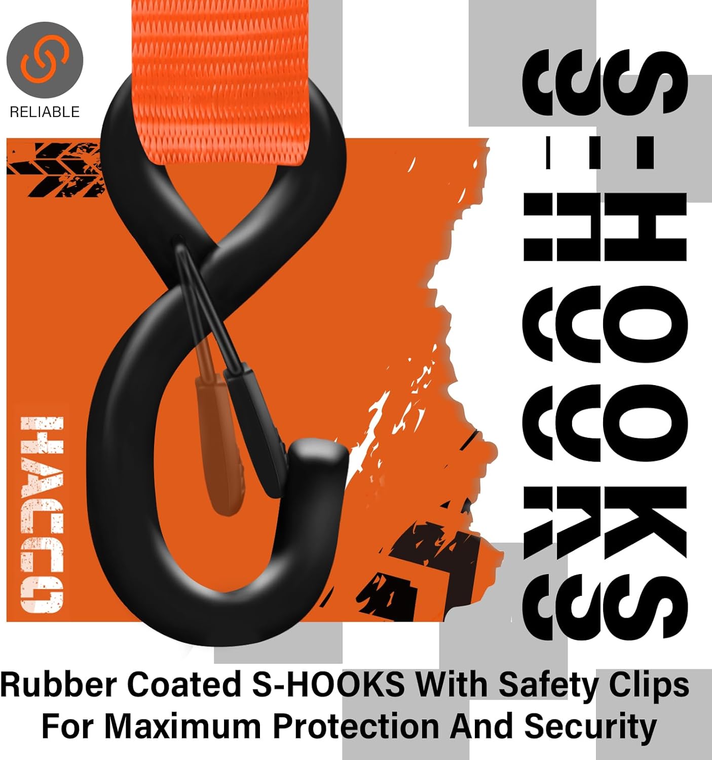 Ratchet Straps, 5280lb Break Strengeth, 1.6" Heavy Duty Ratchet Tie Down Strap Set w/Padded Handle, S Hook, Soft Loop for UTV Motorcycle Truck Cargo Straps (Orange, 8FT)
