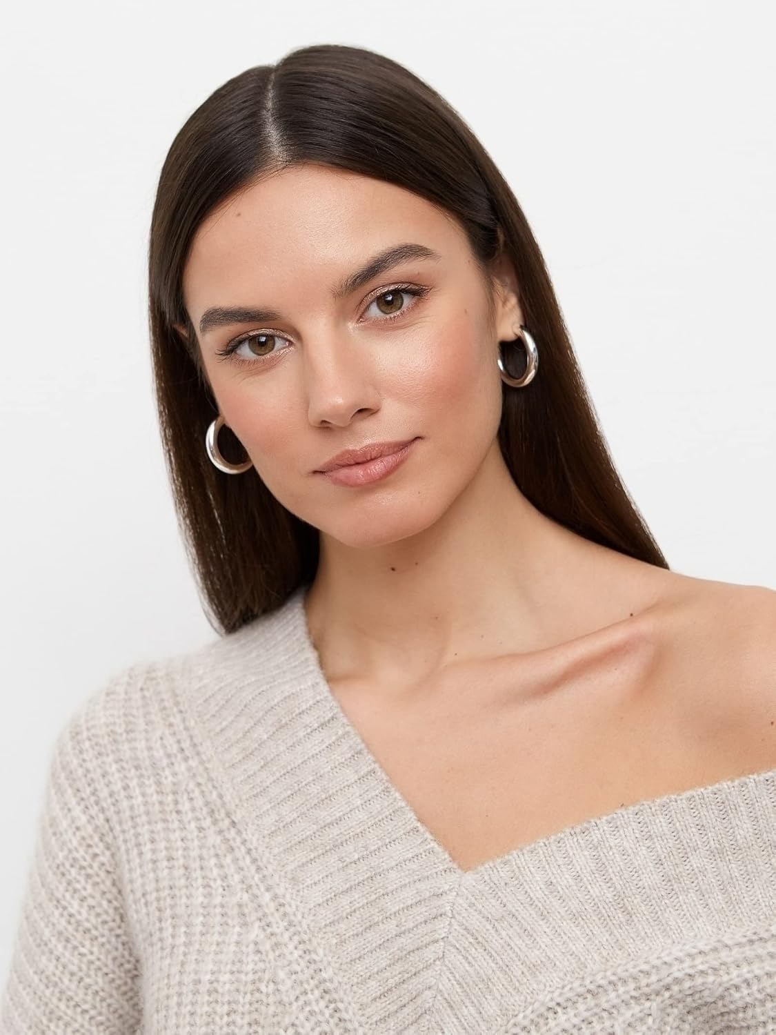 4mm Thick Gold Chunky Earrings Steling Silver Post Hoops Earrings For Women Hollow Tube Hoops Earrings Thick Gold Hoop Earrings Hypoallergenic Lightweight Gold Hoop Large Earrings 20/30/40/50/60MM - Image 4