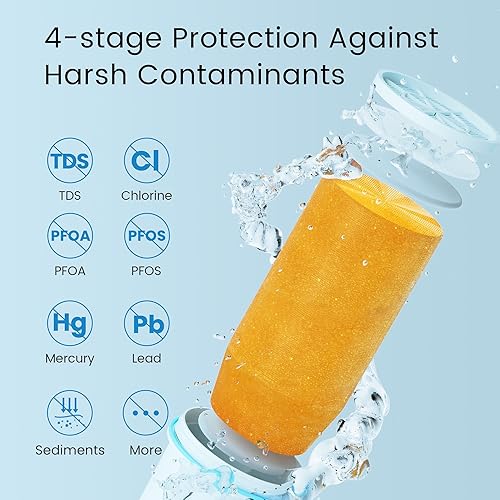 Miniatura 3 de Waterdrop TDS - Jarra de filtro de agua reductora con 1 filtro, 10 tazas, sistema de filtración de 4 etapas, reduce PFOAPFOS, plomo, cloro y más,