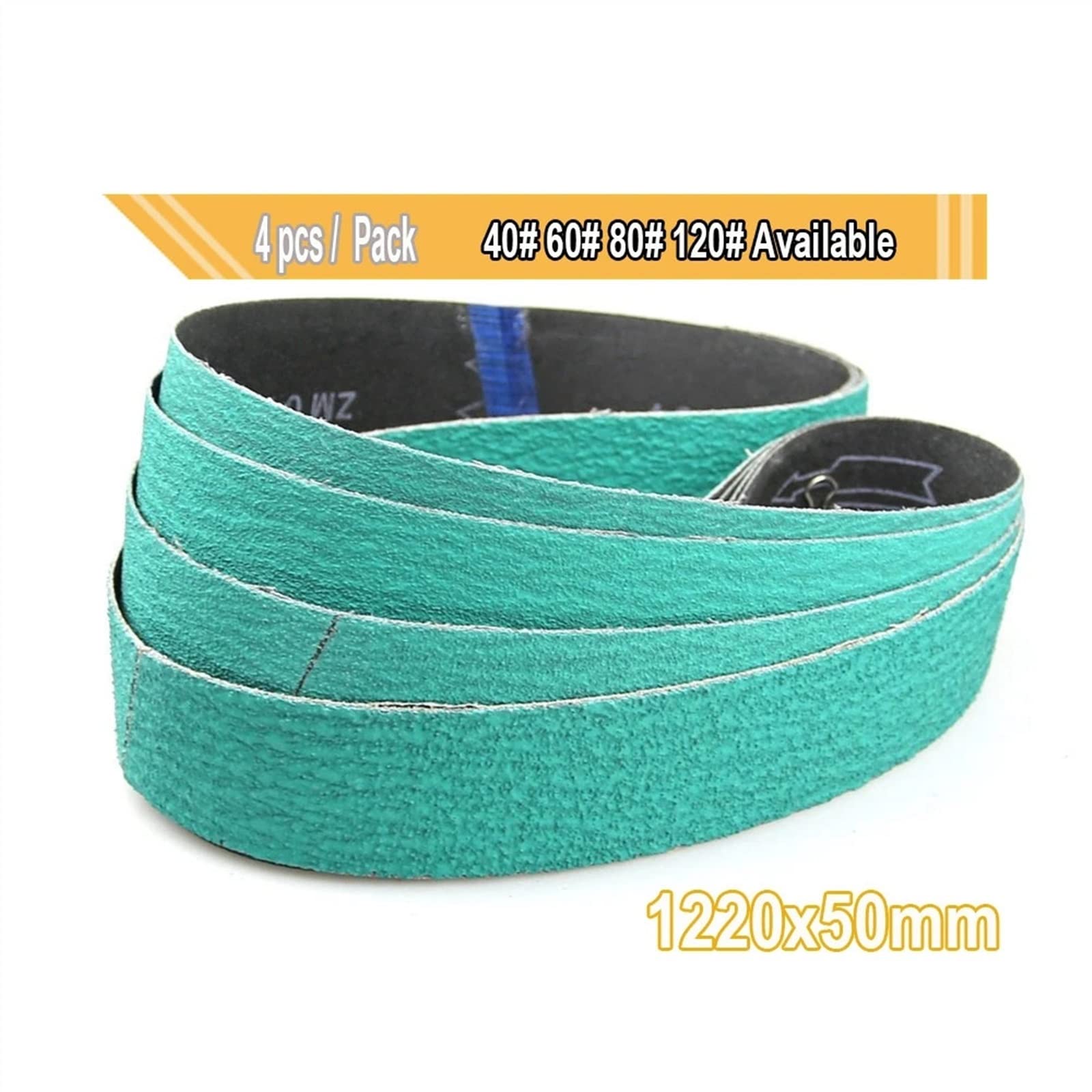 Schleifbänder, Schleifpapierbänder, 4 Stück 1220 * 50 mm Zirkonoxid-Schleifbänder 48"*2" Messerschärfer-Werkzeug 40# 60# 80# 120# (Farbe: P80, Größe: 1220 x 50 m (Farbe: Mi