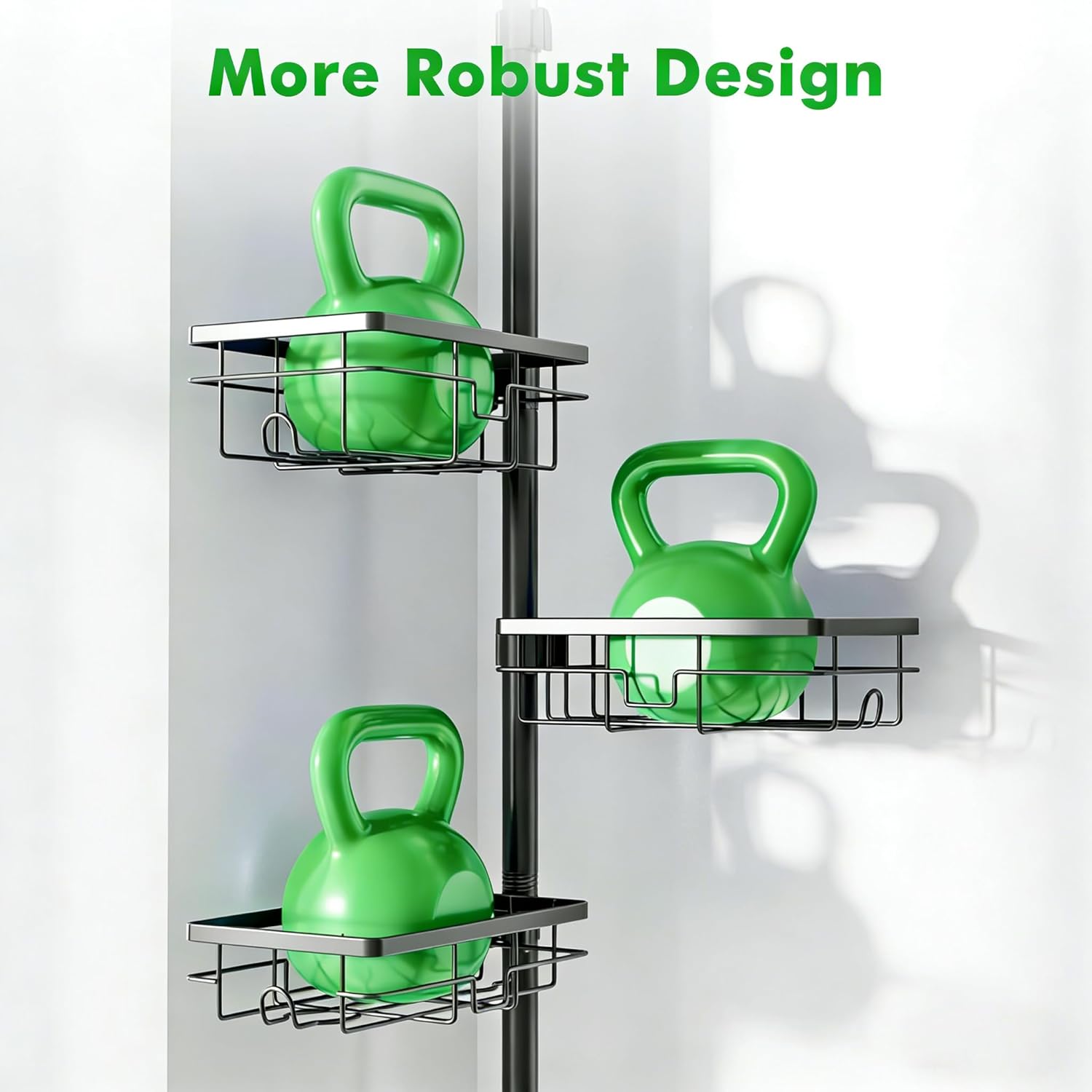 Shower Caddy Corner Organizer Tension Pole Adjustable 30-120 Inches Corner Shelf with Towel Rack, Toothbrush Holder, Soap Dish for Bathroom Organizers and Storage