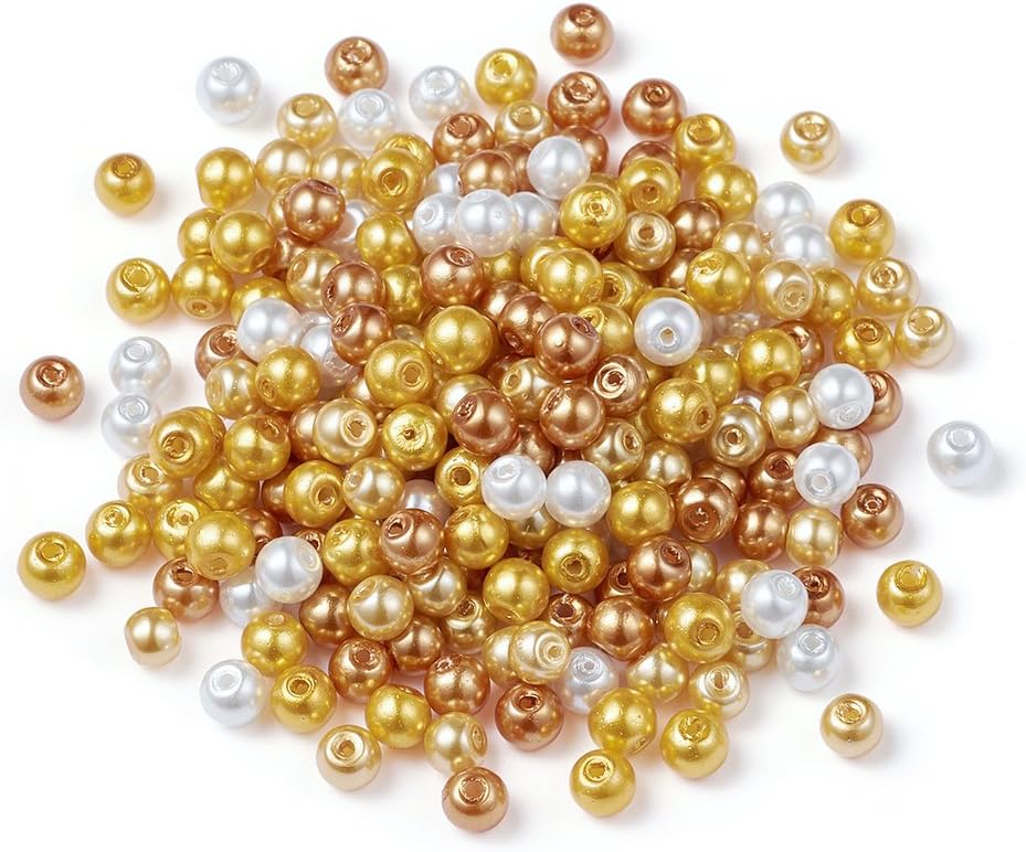 FASHEWELRY 1840Pcs Round Glass Pearl Beads Luster Blue Loose Spacer Beads 4-9mm Pearlized Glass Beads for DIY Necklaces Bracelets Jewelry Making