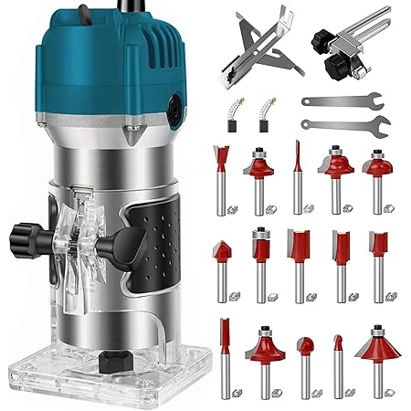 KITCHEN CHOICE Router Madera,Fresadora para Madera con 15 Piezas 1/4 ...