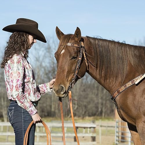 Miniatura 2 de Caballo aceitado ligero con diseño floral de la banda de la torre, tamaño 45-0100, 13.00" x 15.00"