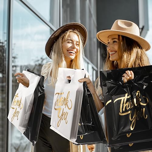Miniatura 6 de Sepamoon 200 bolsas de mercancía de agradecimiento – Bolsas de regalo de plástico reutilizables con asas troqueladas para recuerdos de fiesta, 6 x 8