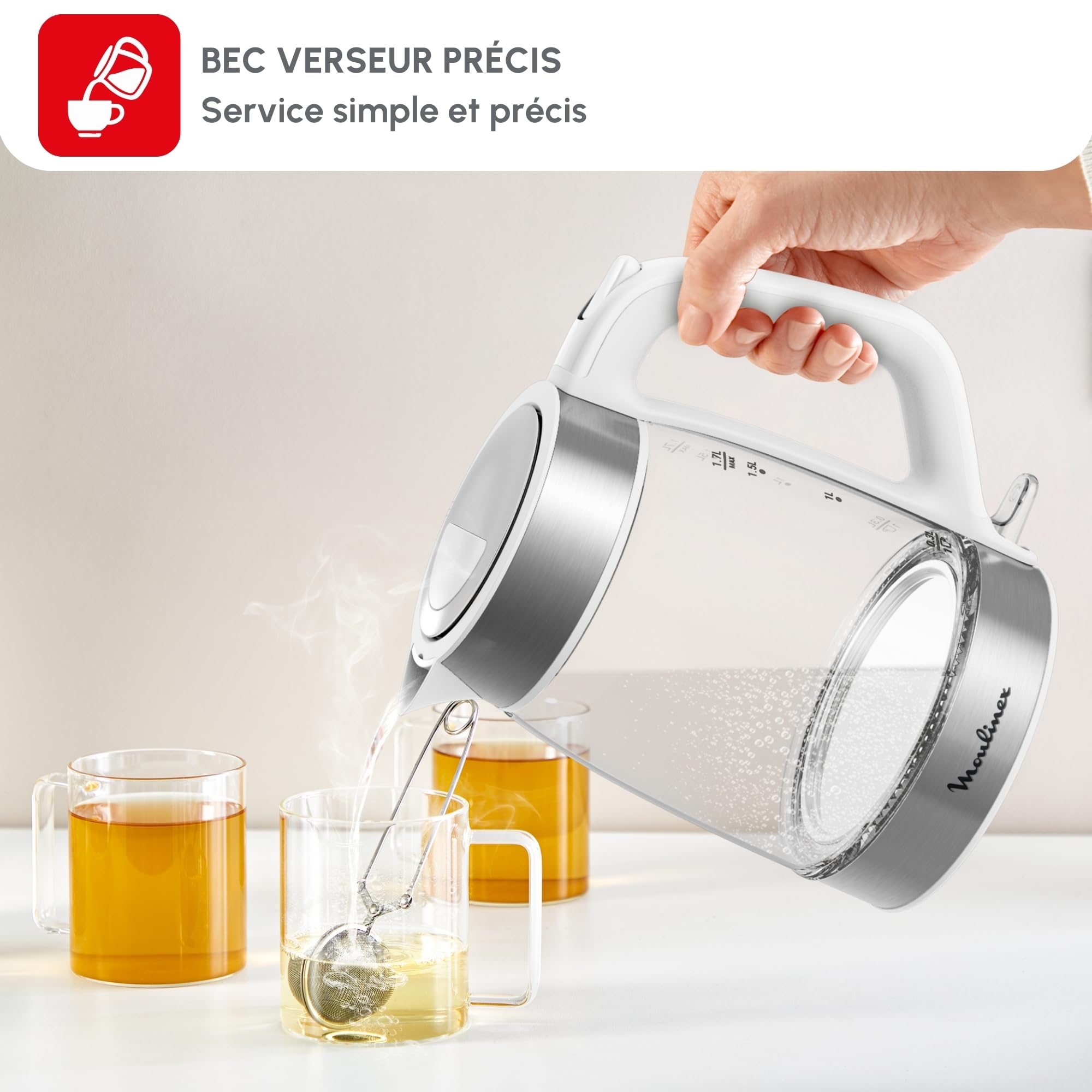 Moulinex Bouilloire Électrique 1,7 L Verre, BY6R5130