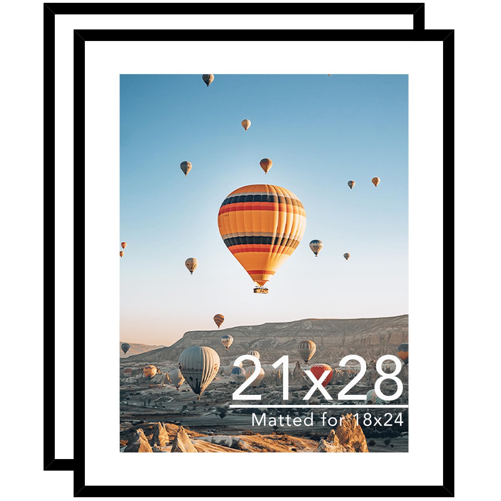JCJMY 21x28 Picture Frame with 18x24 Mat Set of 2
