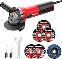 Revvstark 7.5 Amp 4-1/2 Inch Angle Grinder 12000 RPM M14 Thread Power Tool with Wheels, Flap Disc & Handle for Cutting Grinding Polishing
