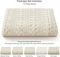 Vista 340 de PHF Fundas de almohada 100% algodón con tejido de gofre de 24 x 24 pulgadas, paquete de 2 fundas cuadradas para decoración elegante del hogar, sin