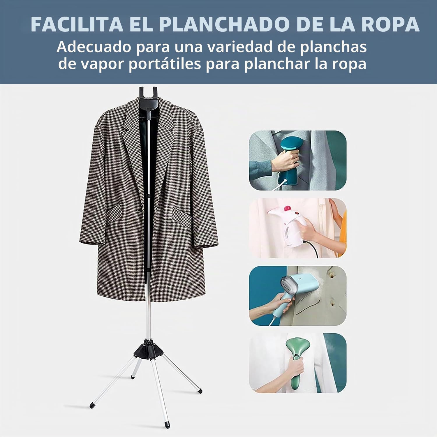 Soporte de Vapor para Ropa, Plancha y Perchas - Negro