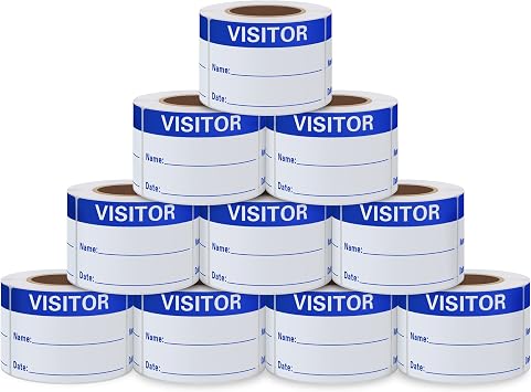 Visitor Pass Labels Name Identification Stickers Writable 23 Inch Blue - 300 Stickers Per Roll10 Rolls