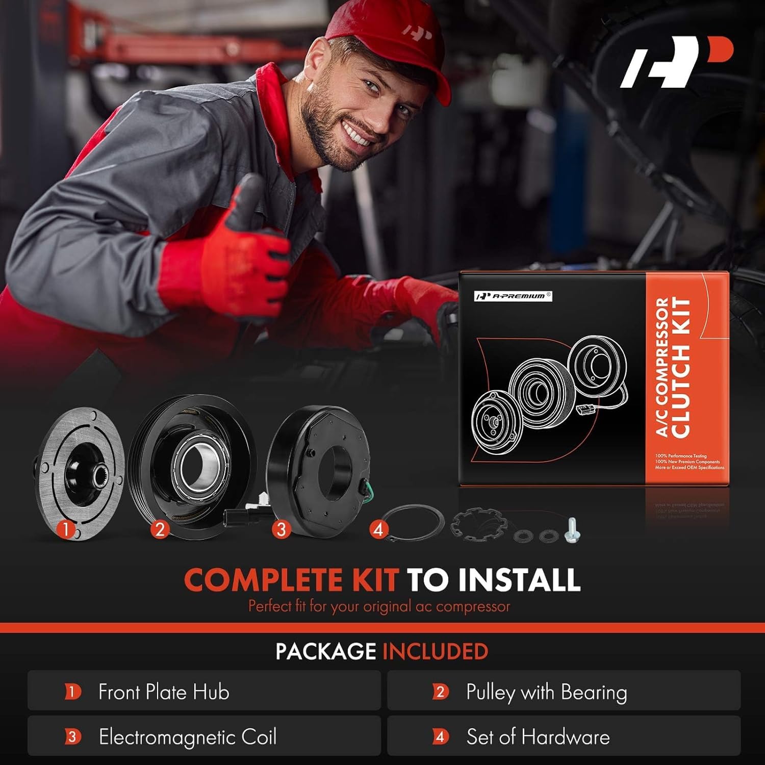 A-Premium Air Conditioner AC Compressor Clutch Kit Compatible with Ford Fusion 2013-2020, Edge 2016-2018 & Lincoln MKZ 2013-2020, 2.0L 2.5L