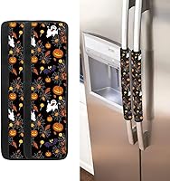 Vista 22 de Juego de 2 fundas para manija de puerta de refrigerador con estampado de copos de nieve de aguacate, protector de manija de puerta de cocina lavable