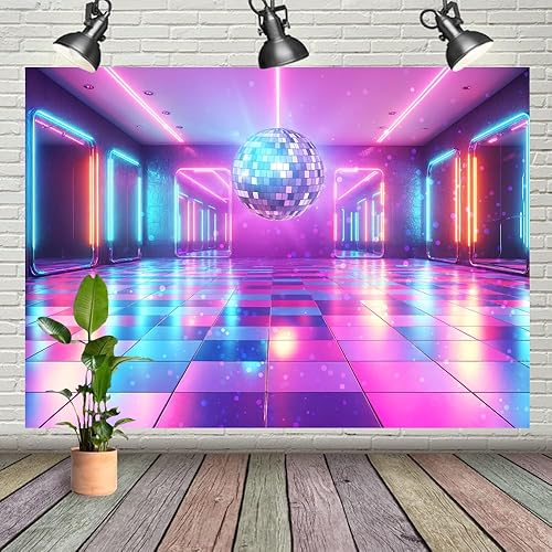 Miniatura 3 de Fondo de decoración de discoteca, retro brillante, fiesta de los años 70, 80, 90, temática, escenario, baile, decoración de fiesta, pancarta de