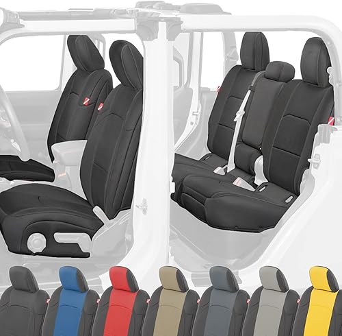 Diver Down Juego de fundas de asiento de neopreno para Jeep Gladiator JT 2020-2022, juego de asiento delantero y trasero, fundas de asiento