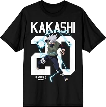 Naruto Kakashi 20 Anime Cartoon Character Mens Black Graphic Tee