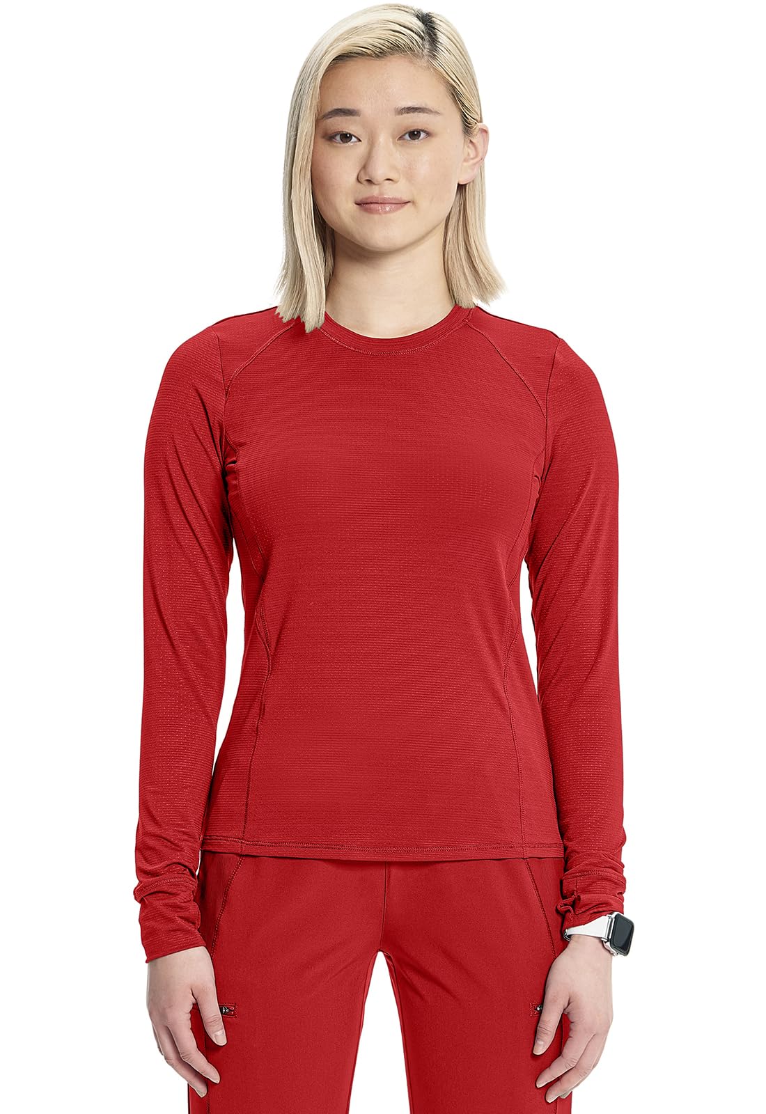Cherokee Infinity Womens Long Sleeve Underscrub Top, Round Neck, Thumbholes, Moisture-Wicking 360° Stretch - IN640