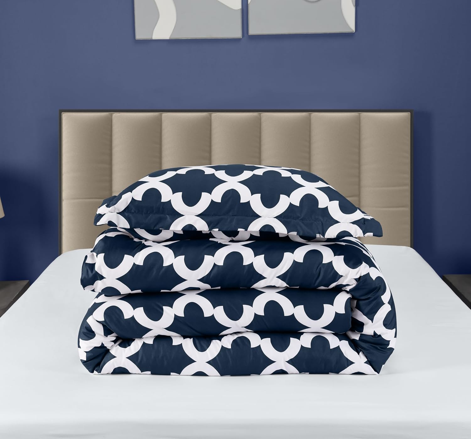 Twin Comforter Set 2 Piece Navy by Utopia Bedding, Printed Comforters Twin Size, Bedding Comforters Sets, Down Alternative Soft Bed Set, 1 Comforter (64 x 88 inches) 1 Pillow Shams (20 x 26 inches)