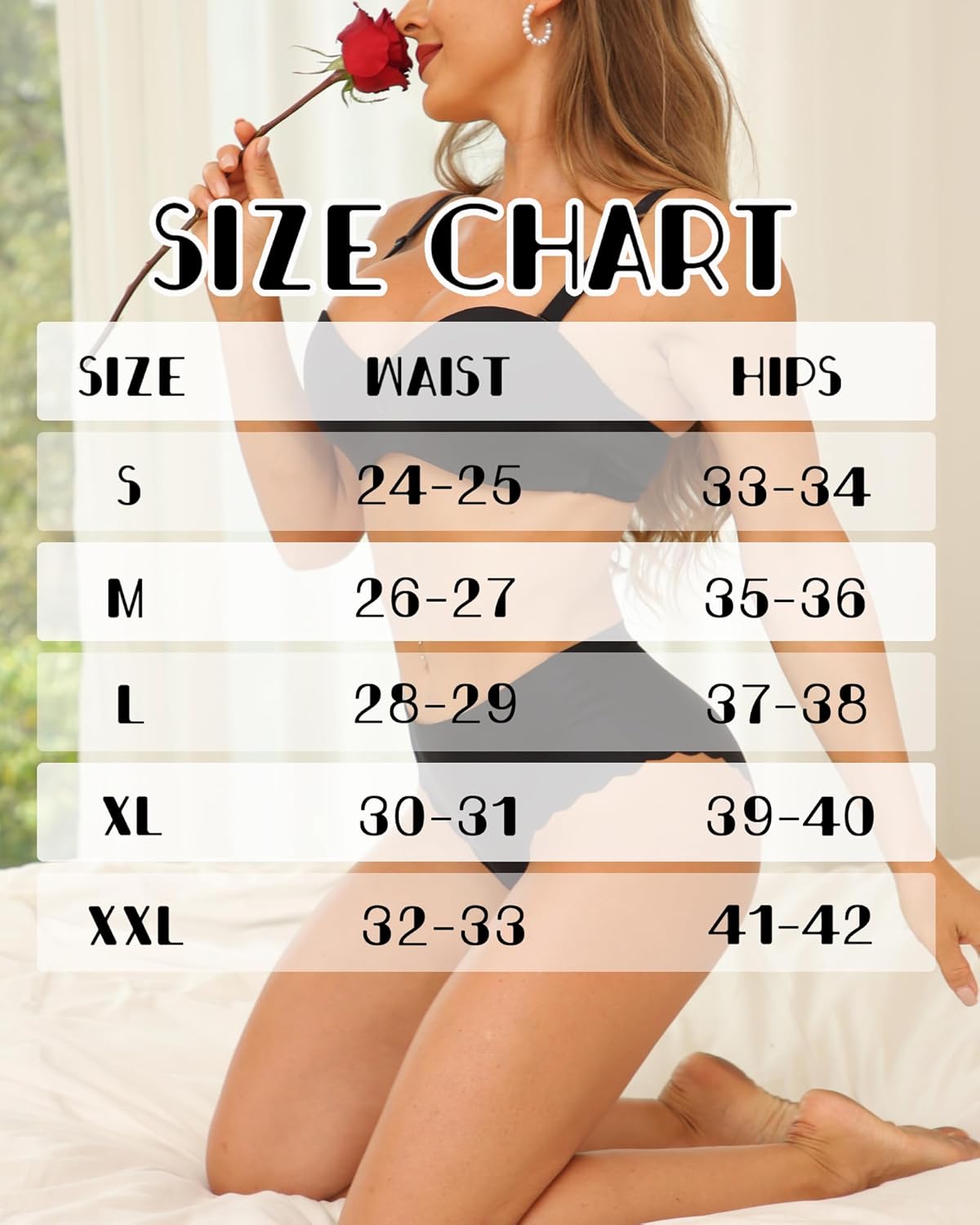 FINETOO Seamless Underwear for Women High Waisted Panties Scalloped Edge Sexy Cheeky Bikini No Show Briefs S-XXL 5 Pack - Image 5