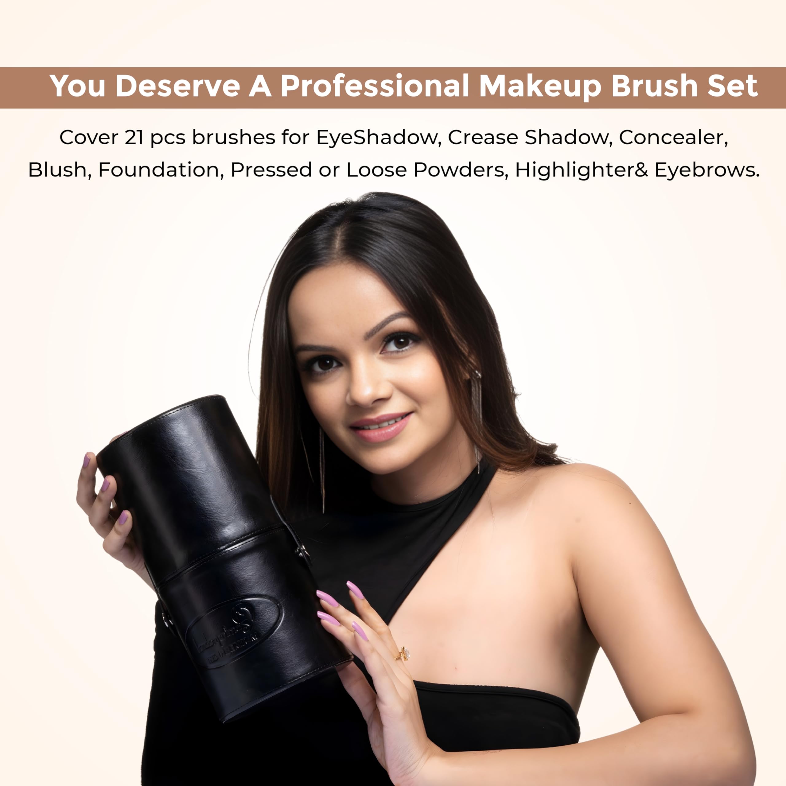 London Prime Professional - Set di 21 pennelli da trucco, kit completo per viso, occhi, fondotinta, fard, correttore, cipria, illuminante, sfumatura e trucco degli occhi, setole sintetiche di alta