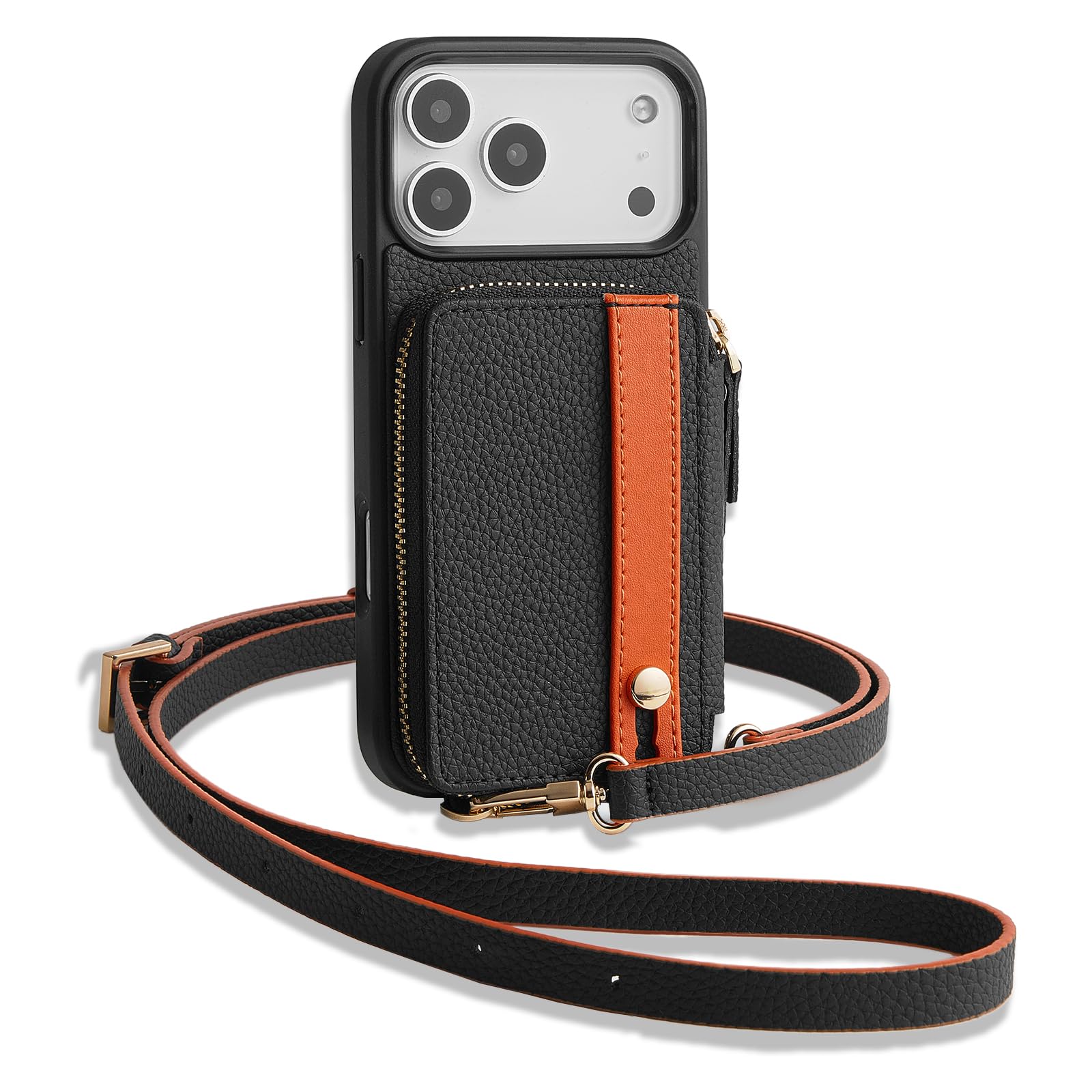 LAMEEKU Custodia a portafoglio per iPhone Pro con porta carte di credito da 6,3'' nero