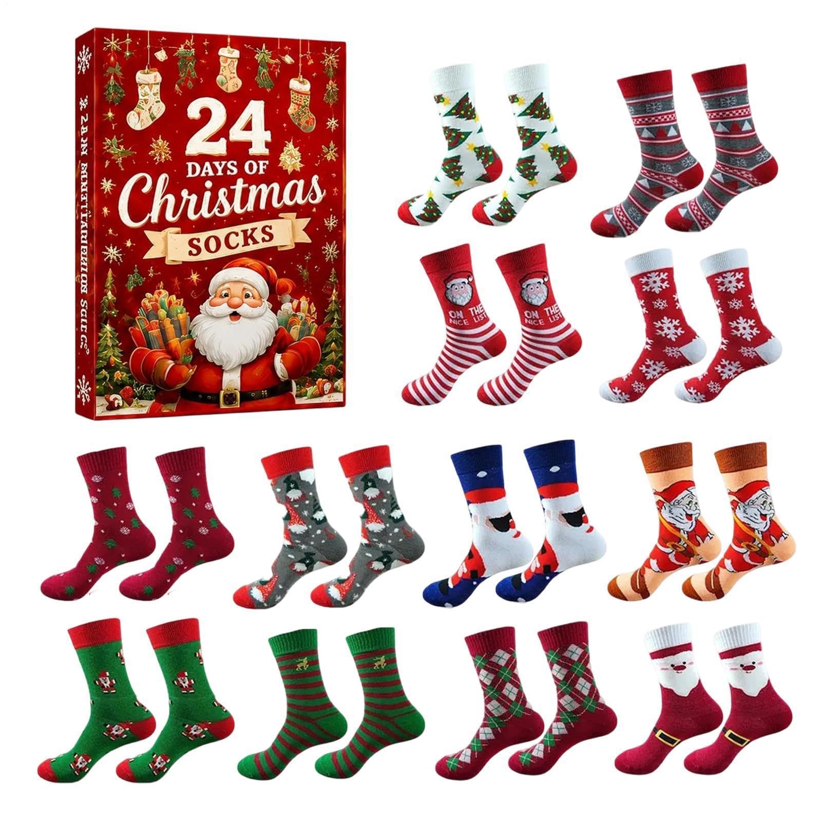 Generisch Weihnachtskalender 12 Paar Lustige Warme Baumwollsocken