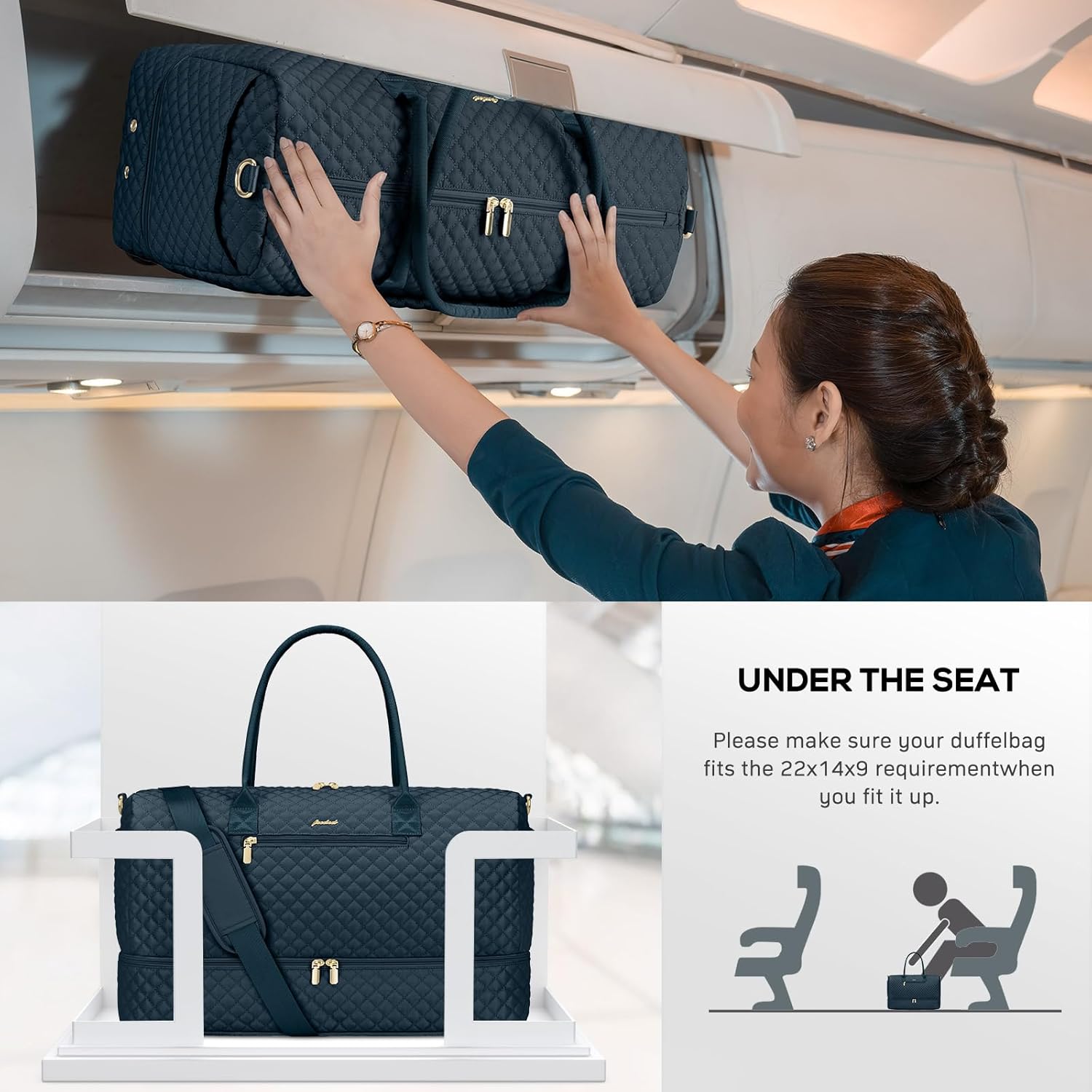 Travel Weekender Bags for Women - Duffle Bag Women with Shoe Compartment Carry On Overnight Bag with Toiletry Bag Duffel Bags with Wet Pocket for Gym Hospital Bags for Labor and Delivery Peacock Blue - Image 7