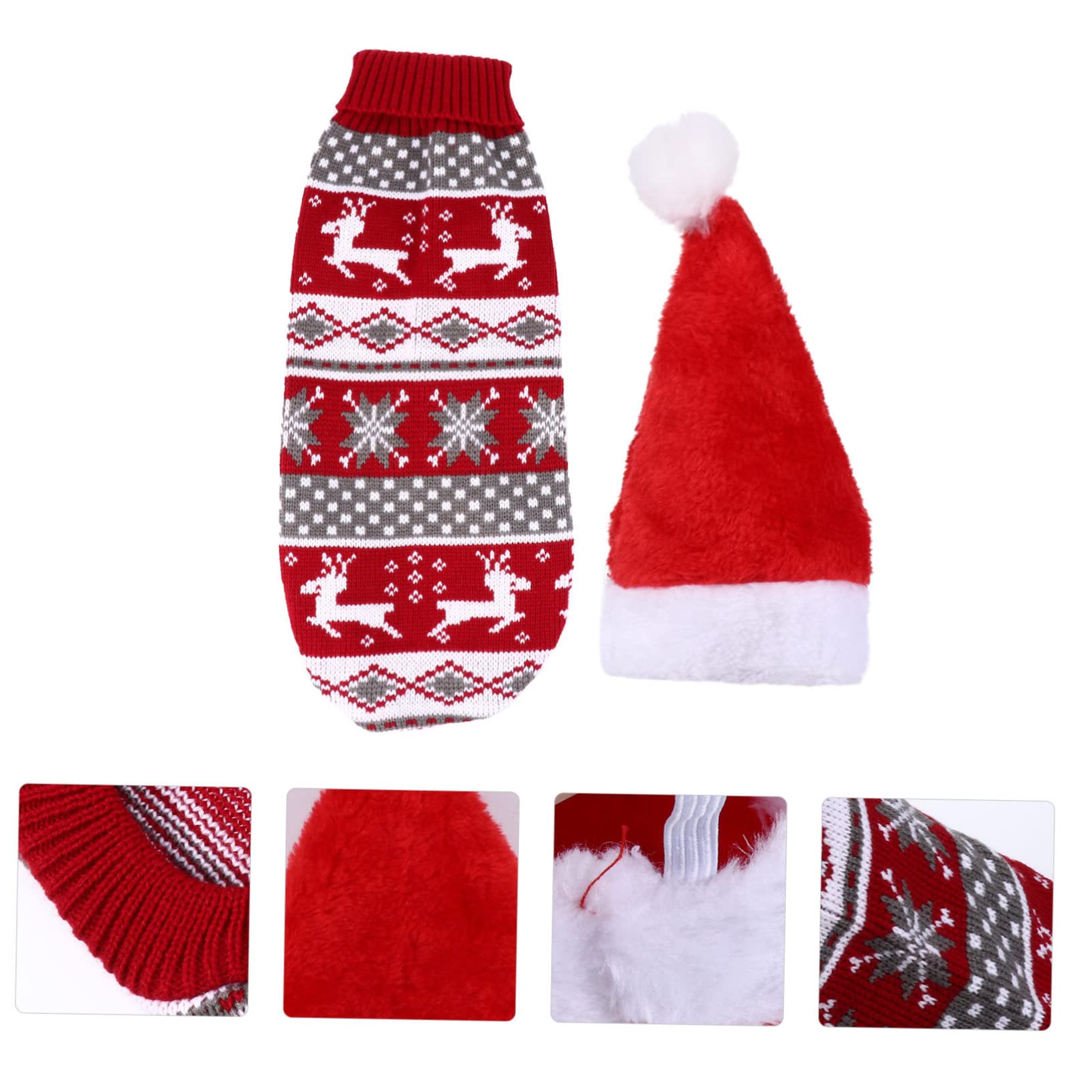 HMJGDHX 2 Pezzi di Renne per Animali Domestici Maglione e Cappello Natalizi per Cani Caldi per Cuccioli per Abiti Natalizi per Animali Domestici e Occasioni Invernali