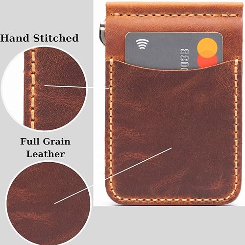 Miniatura 8 de Toros Craft Handmade Slim Money Clip Wallet, Leather Credit Card Holder, Wallet For Men, Minimalist Cash Front Pocket Wallet, Genuine Leather