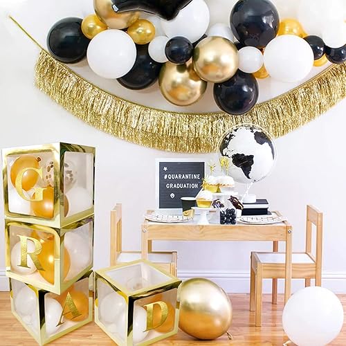 Miniatura 4 de 4 cajas de globos transparentes dorados con 30 letras, 10 números, 5 símbolos, UNIIDECO Neutral Gender Reveal Oh Baby Shower Decoraciones ABC