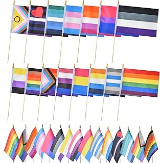 15 Different Small Gay Pride Stick Flags Mini Hand Held Rainbow LGBTQ Flag 5x8 Inch
