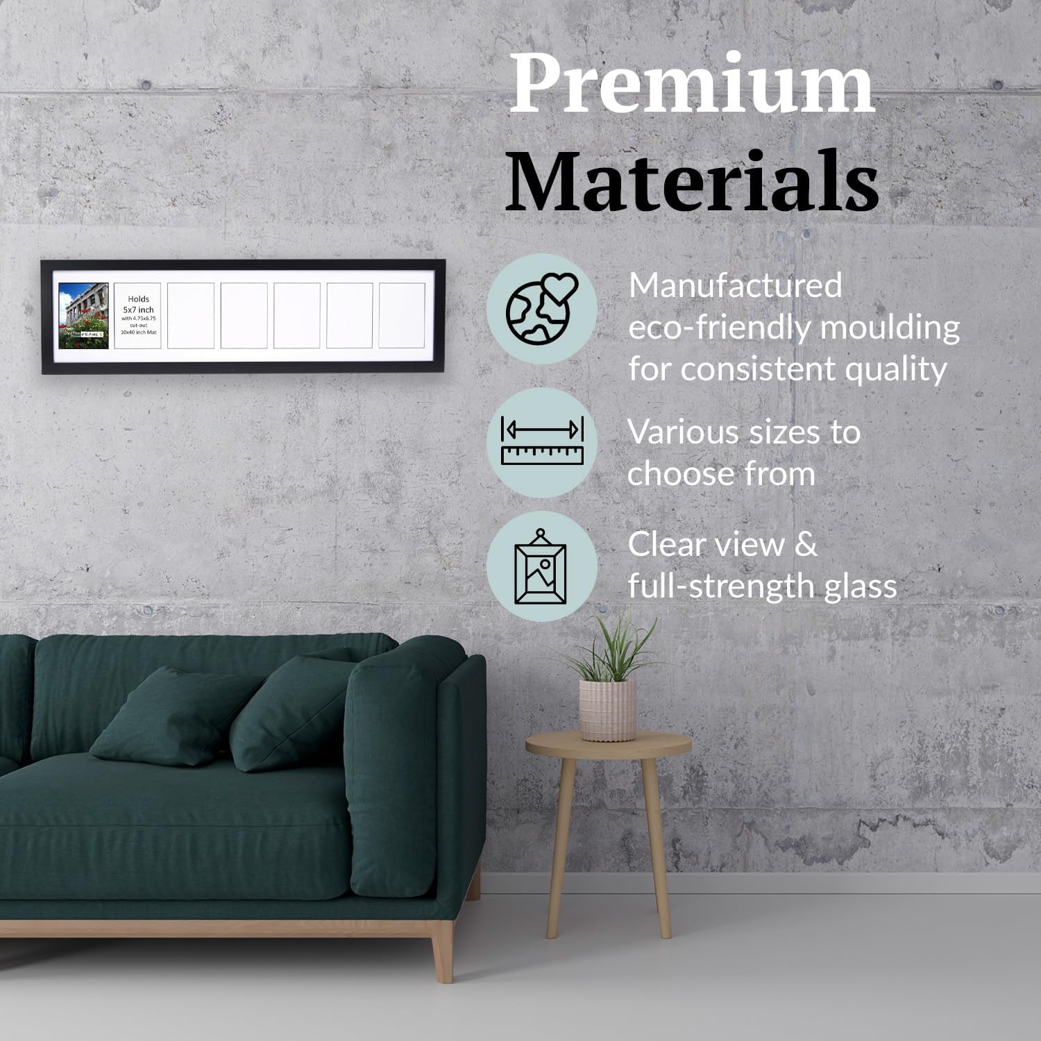 Creative Picture Frames 7 Opening Glass Face Black Picture Frame To Hold 5 By 7 Inch Photographs Including 10X40-Inch White Mat Collage