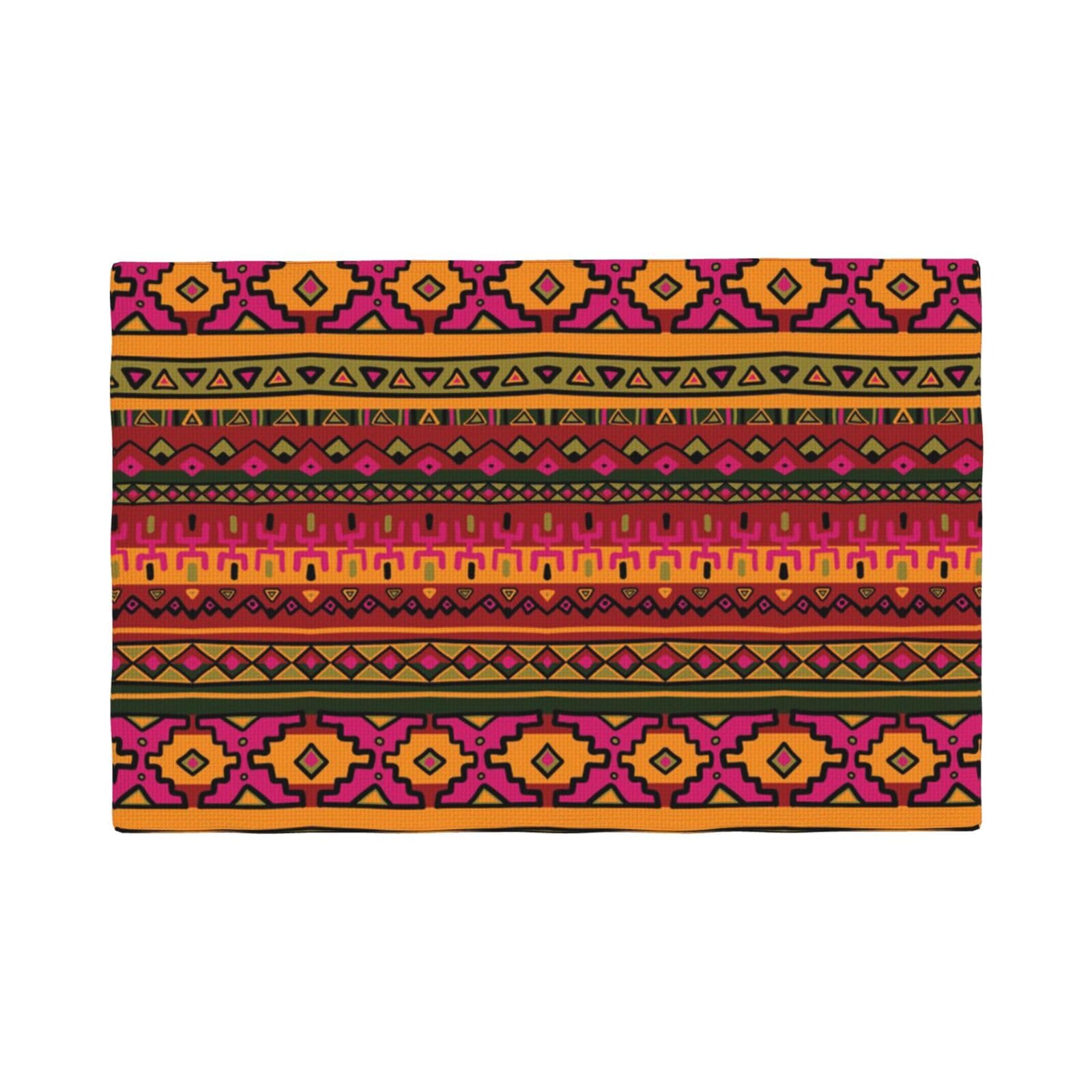 Mexican Folk Art Boho Printed Linen Place Mats Set Of 4 Pcs - Heat-Resistant And Non-Slip Table Placemats