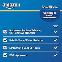 Vista 2 de Yaxa Basic Care Tabletas de naproxeno sódico de 220 mg, analgésico/reductor de fiebre (AINE), dolores musculares, dolor de espalda, dolor