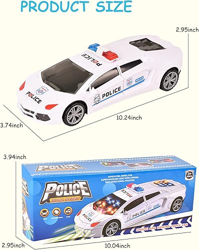 Miniatura 7 de Coches de juguete, juguetes de coche de policía para niños de 3 a 5 años, juguete giratorio de coche de policía con luces musicales y sirena,