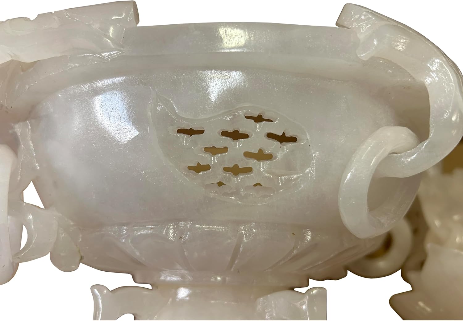 Chinese White Stone Carved Oriental Dragon Incense Burner Holder Display Aws3757